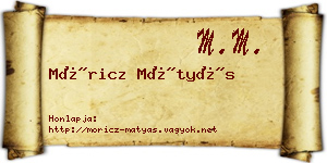 Móricz Mátyás névjegykártya